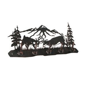 Black Laser Cut Metal Deer Hook Rack Decorative Wall Mounted Key And Coat Hanger